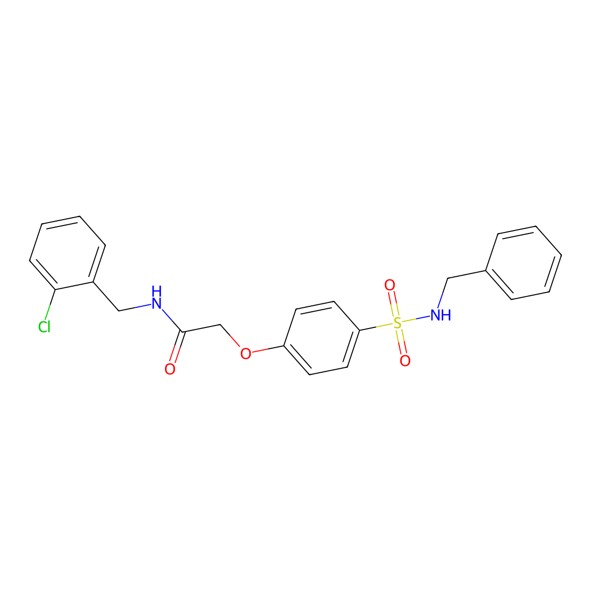 2-{4-[(benzylamino)sulfonyl]phenoxy}-N-(2-chlorobenzyl)acetamide molecular structure, CAS 722466-87-7