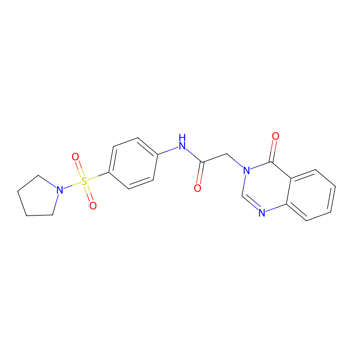 2-(4-oxo-3(4H)-quinazolinyl)-N-[4-(1-pyrrolidinylsulfonyl)phenyl]acetamide molecular structure, CAS 722466-93-5