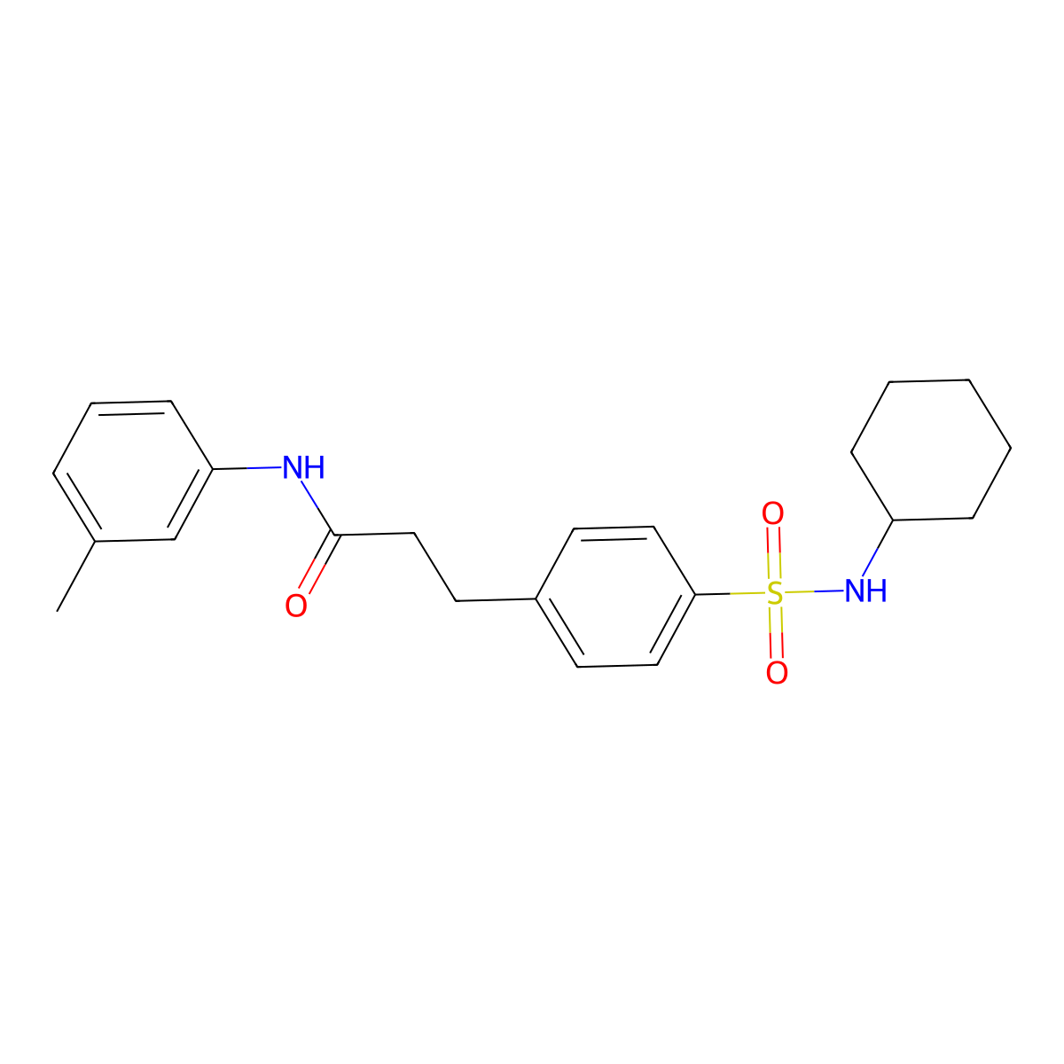 3-{4-[(cyclohexylamino)sulfonyl]phenyl}-N-(3-methylphenyl)propanamide molecular structure, CAS 722467-13-2