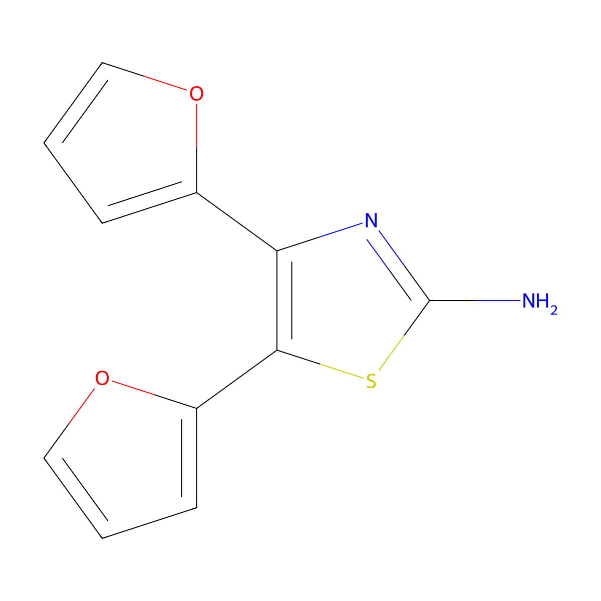 Bis(furan-2-yl)-1,3-thiazol-2-amine molecular structure, CAS 722467-73-4
