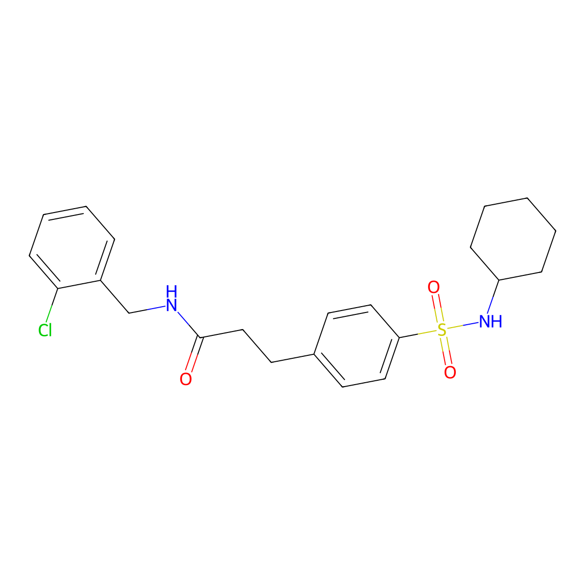 N-(2-chlorobenzyl)-3-[4-(cyclohexylsulfamoyl)phenyl]propanamide molecular structure, CAS 722467-74-5