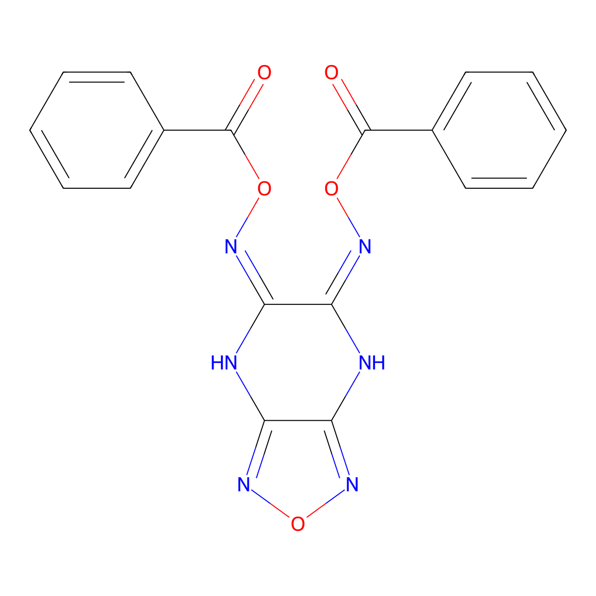 [[5-(Benzoyloxyamino)-[1,2,5]oxadiazolo[3,4-b]pyrazin-6-yl]amino] benzoate molecular structure, CAS 722468-10-2