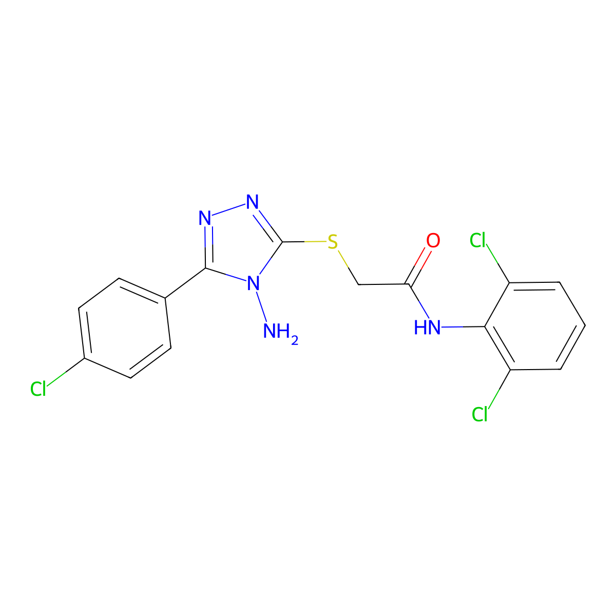 2-{[4-amino-5-(4-chlorophenyl)-4H-1,2,4-triazol-3-yl]sulfanyl}-N-(2,6-dichlorophenyl)acetamide molecular structure, CAS 722468-98-6