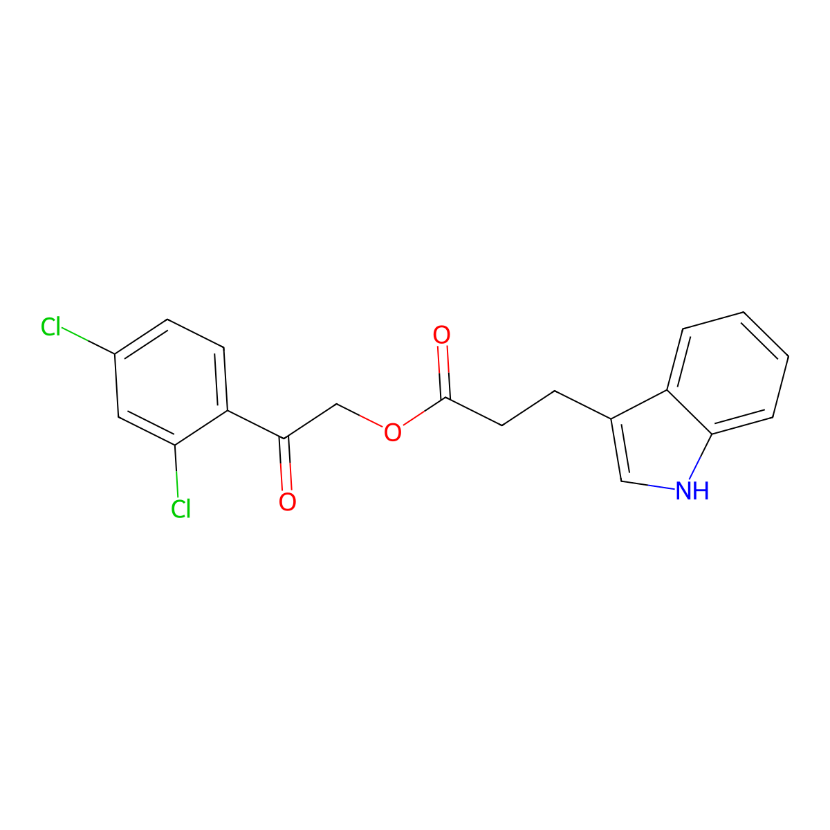 2-(2,4-dichlorophenyl)-2-oxoethyl 3-(1H-indol-3-yl)propanoate molecular structure, CAS 722469-61-6