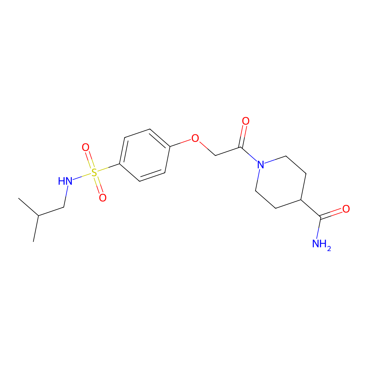 1-[2-[4-(2-Methylpropylsulfamoyl)phenoxy]acetyl]piperidine-4-carboxamide molecular structure, CAS 722469-77-4