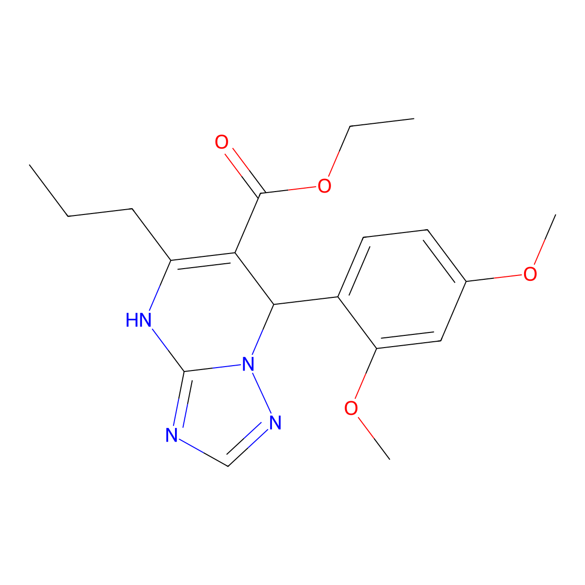 Ethyl 7-(2,4-dimethoxyphenyl)-5-propyl-4,7-dihydro[1,2,4]triazolo[1,5-a]pyrimidine-6-carboxylate molecular structure, CAS 722469-98-9