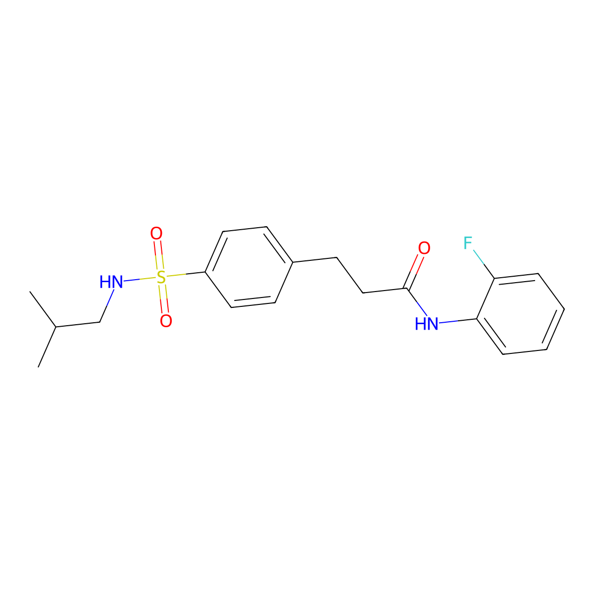 N-(2-fluorophenyl)-3-{4-[(isobutylamino)sulfonyl]phenyl}propanamide molecular structure, CAS 722470-23-7