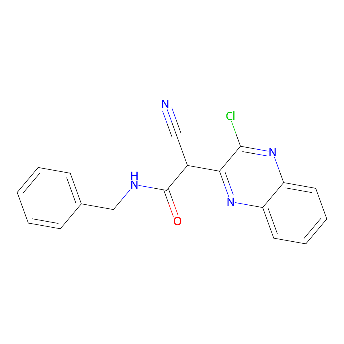 N-benzyl-2-(3-chloroquinoxalin-2-yl)-2-cyanoacetamide molecular structure, CAS 722471-83-2