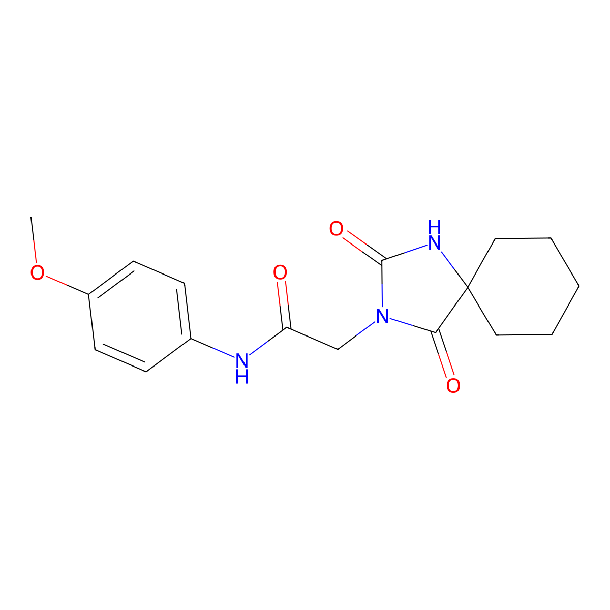 2-(2,4-dioxo-1,3-diazaspiro[4.5]dec-3-yl)-N-(4-methoxyphenyl)acetamide molecular structure, CAS 722472-50-6