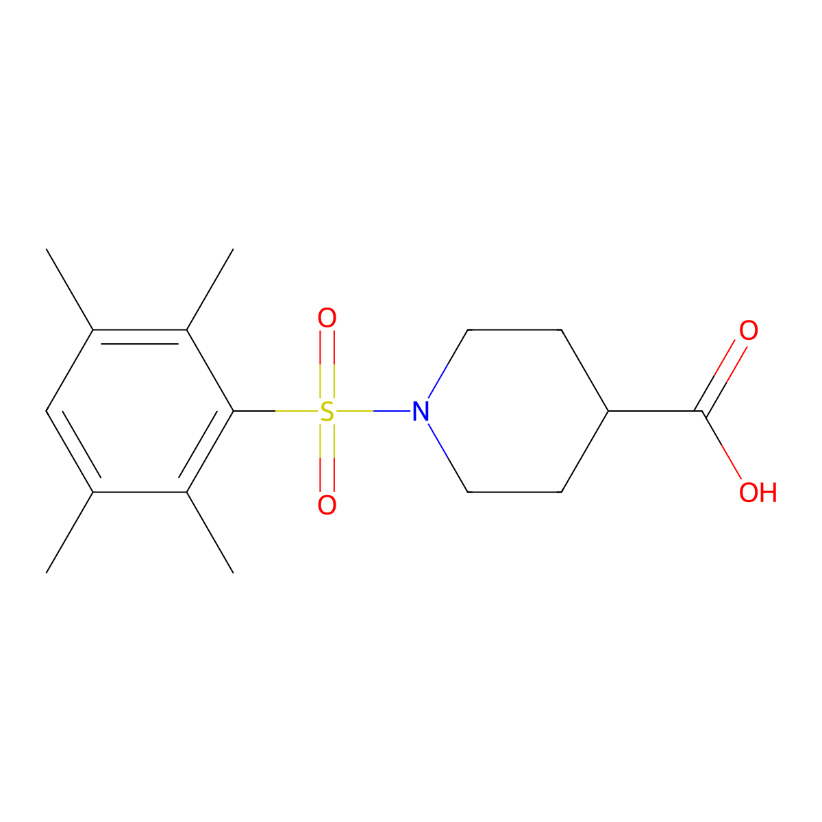 1-(2,3,5,6-Tetramethylbenzenesulfonyl)piperidine-4-carboxylic acid molecular structure, CAS 722473-56-5