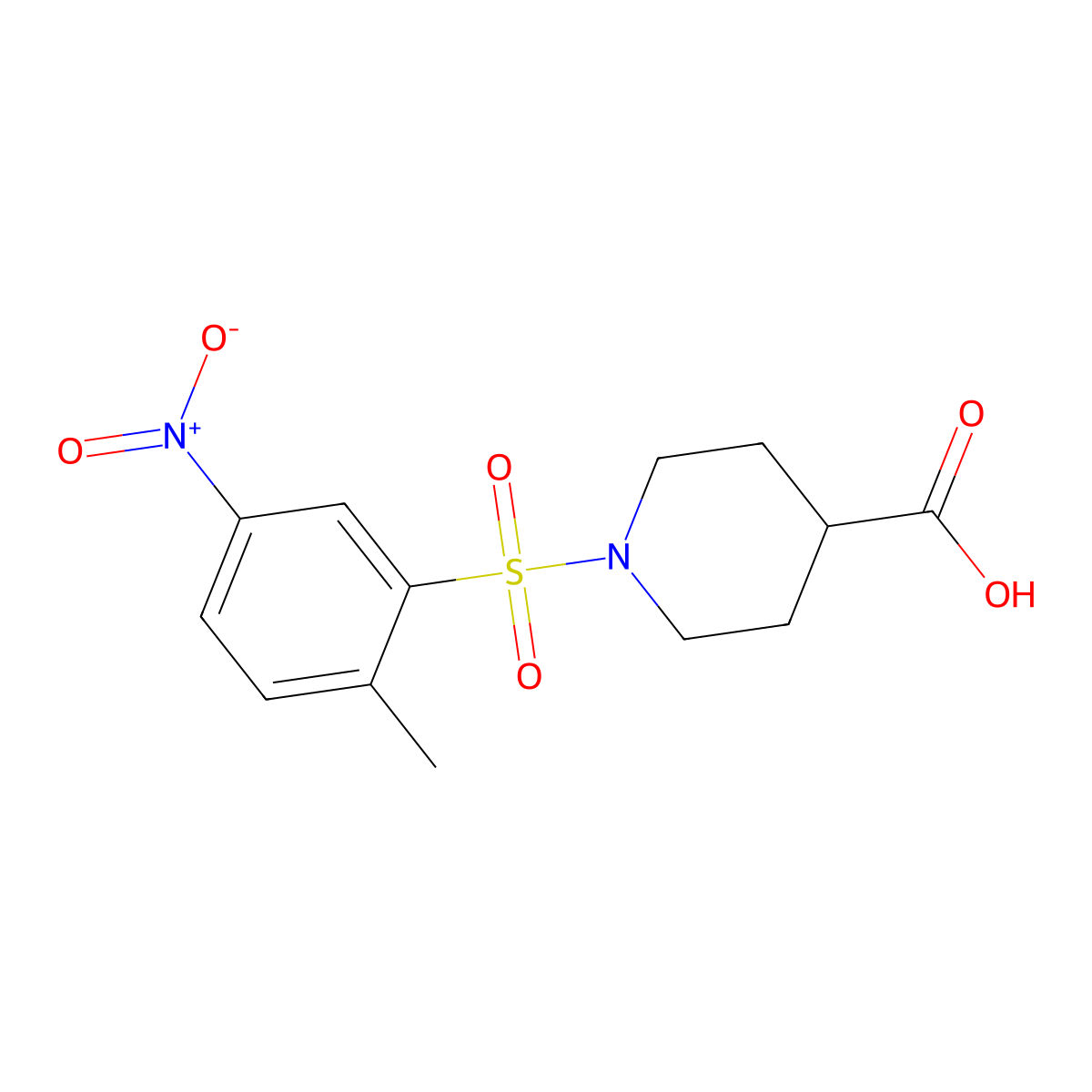 1-(2-Methyl-5-nitrobenzenesulfonyl)piperidine-4-carboxylic acid molecular structure, CAS 722473-59-8