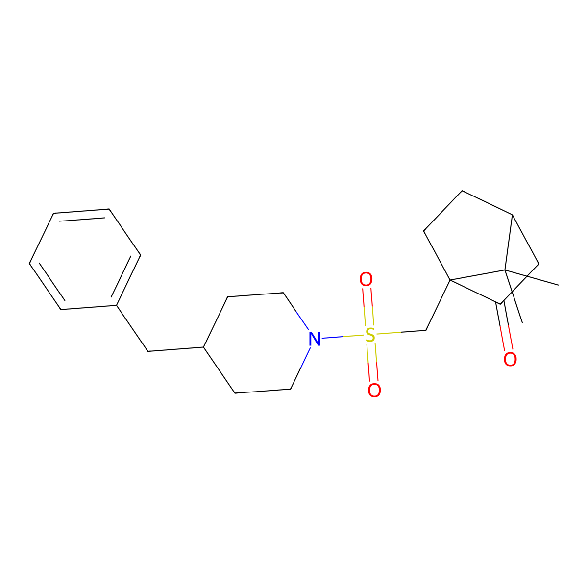 1-{[(4-Benzylpiperidin-1-yl)sulfonyl]methyl}-7,7-dimethylbicyclo[2.2.1]heptan-2-one molecular structure, CAS 722473-63-4