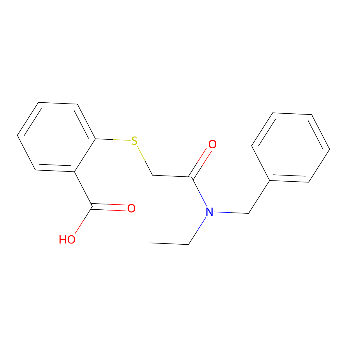 2-({[Benzyl(ethyl)carbamoyl]methyl}sulfanyl)benzoic acid molecular structure, CAS 722476-66-6