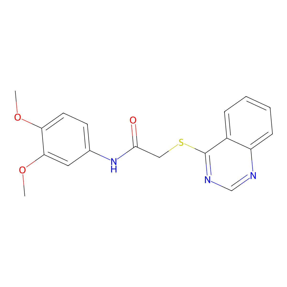 N-(3,4-dimethoxyphenyl)-2-(quinazolin-4-ylsulfanyl)acetamide molecular structure, CAS 722477-14-7