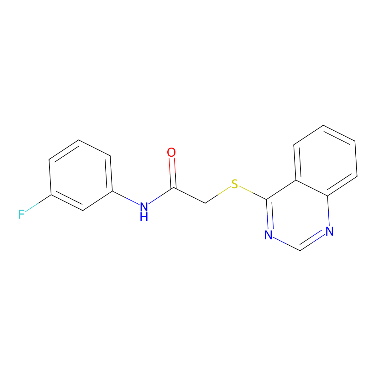N-(3-fluorophenyl)-2-(quinazolin-4-ylthio)acetamide molecular structure, CAS 722477-64-7