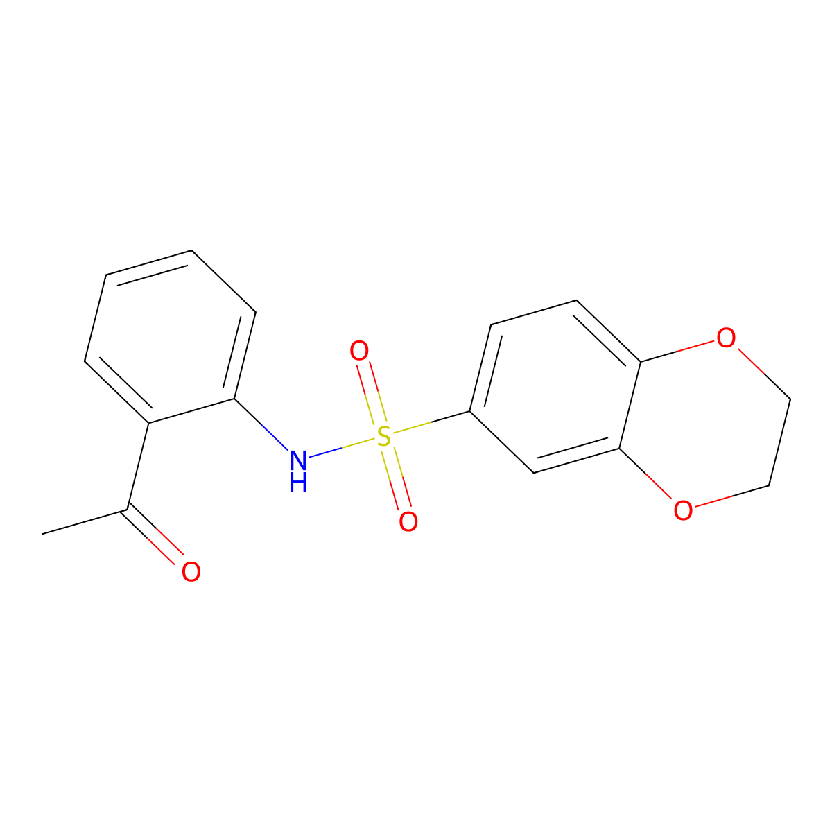 N-(2-acetylphenyl)-2,3-dihydro-1,4-benzodioxine-6-sulfonamide molecular structure, CAS 722478-49-1