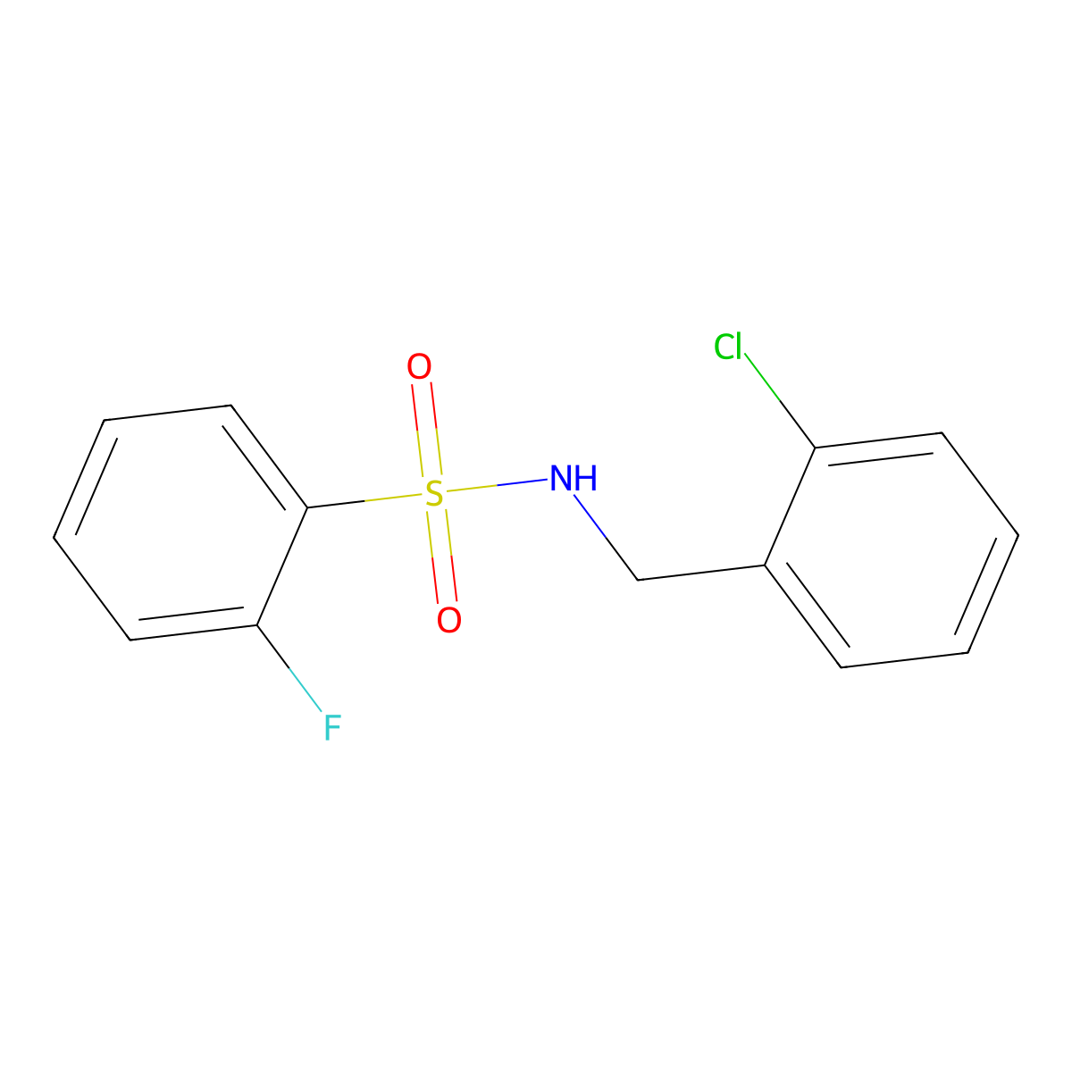 N-[(2-chlorophenyl)methyl]-2-fluorobenzene-1-sulfonamide molecular structure, CAS 722478-55-9