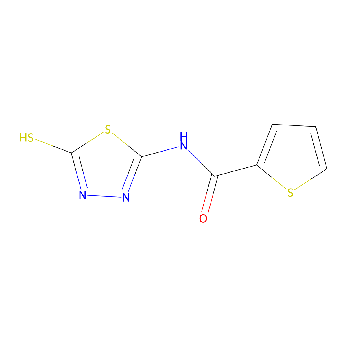 N-(5-sulfanyl-1,3,4-thiadiazol-2-yl)thiophene-2-carboxamide molecular structure, CAS 722483-40-1