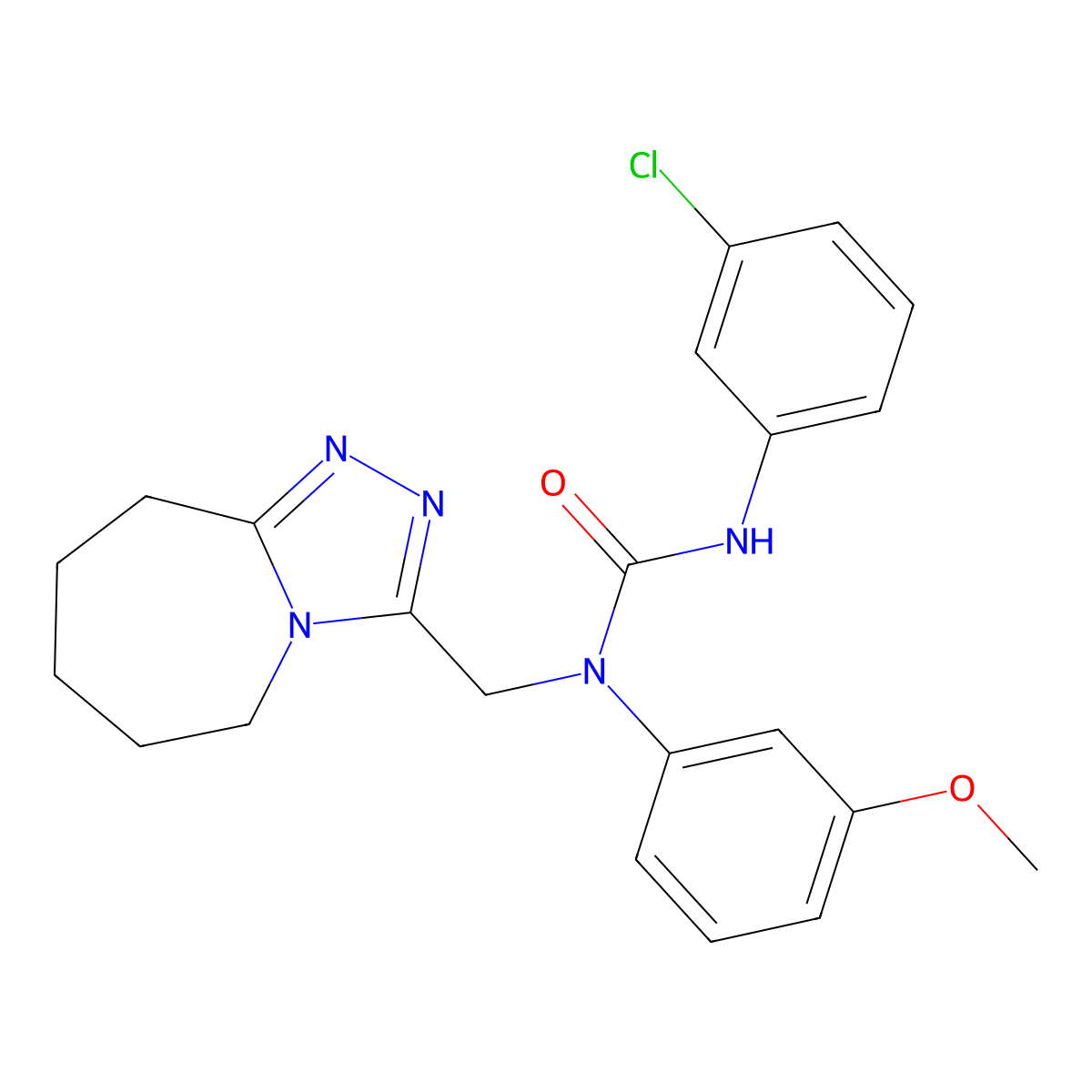 3-(3-chlorophenyl)-1-(3-methoxyphenyl)-1-((6,7,8,9-tetrahydro-5H-[1,2,4]triazolo[4,3-a]azepin-3-yl)methyl)urea molecular structure, CAS 722483-72-9