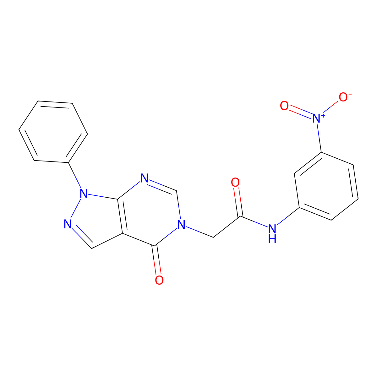 N-(3-nitrophenyl)-2-(4-oxo-1-phenyl-1H-pyrazolo[3,4-d]pyrimidin-5(4H)-yl)acetamide molecular structure, CAS 722489-18-1