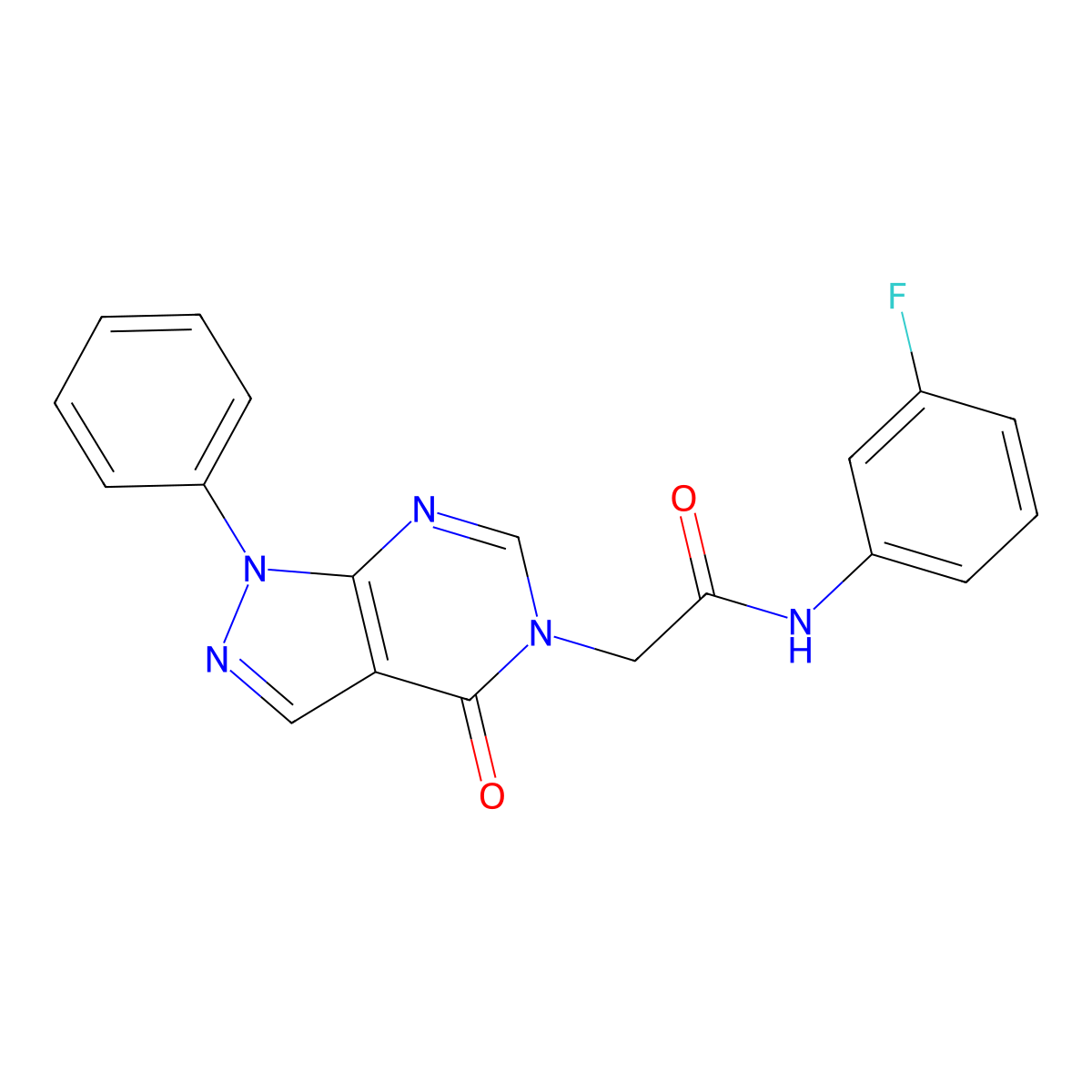 N-(3-fluorophenyl)-2-(4-oxo-1-phenyl-1H-pyrazolo[3,4-d]pyrimidin-5(4H)-yl)acetamide molecular structure, CAS 722489-60-3
