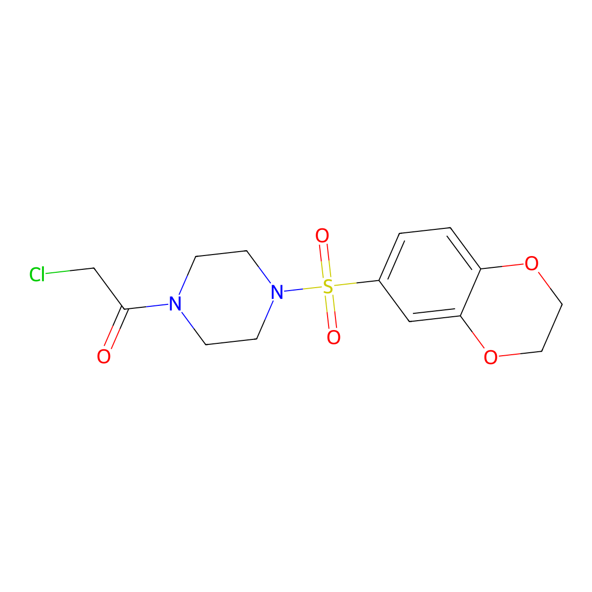 2-Chloro-1-[4-(2,3-dihydro-1,4-benzodioxine-6-sulfonyl)piperazin-1-yl]ethan-1-one molecular structure, CAS 722491-28-3