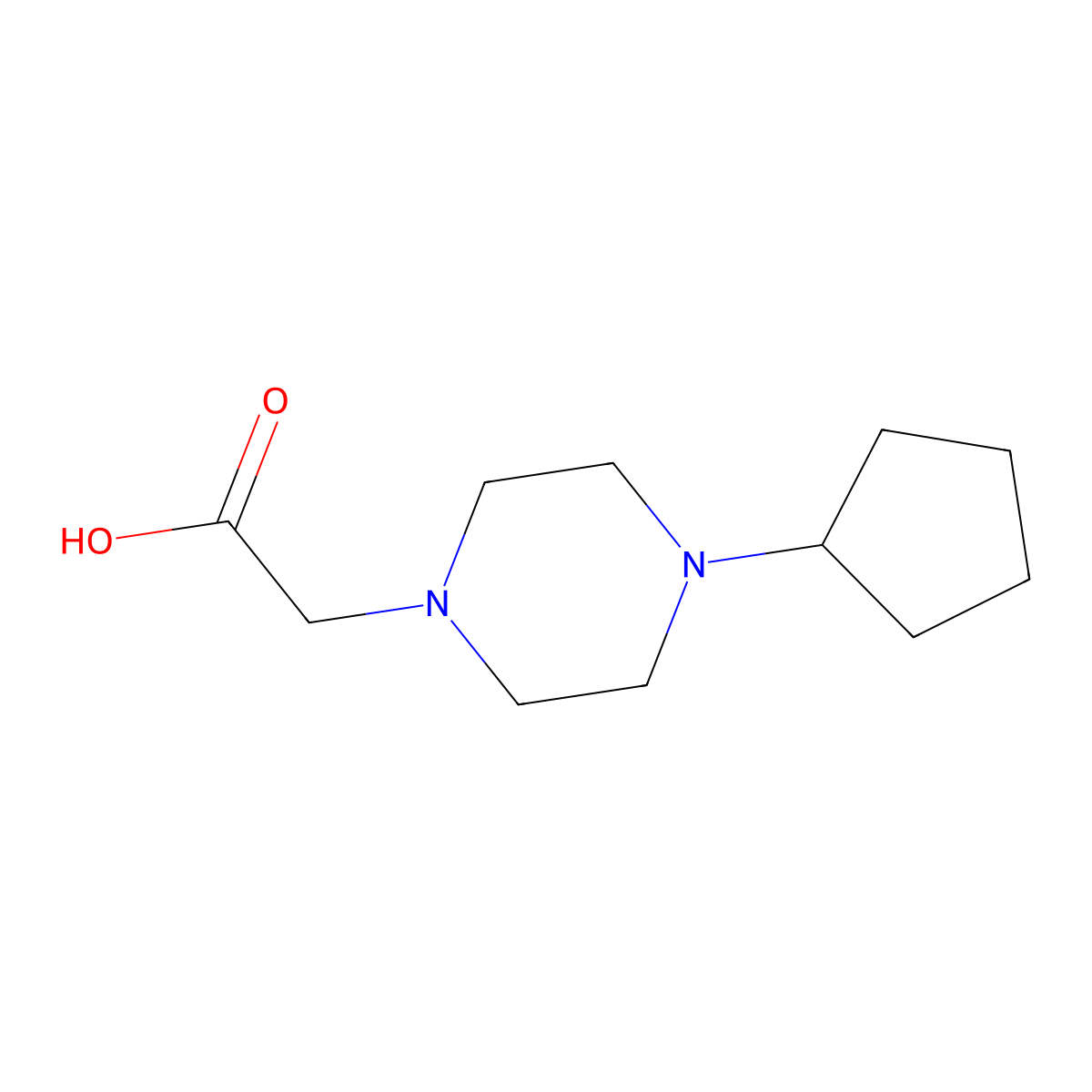 2-(4-Cyclopentylpiperazin-1-yl)acetic acid molecular structure, CAS 722491-35-2