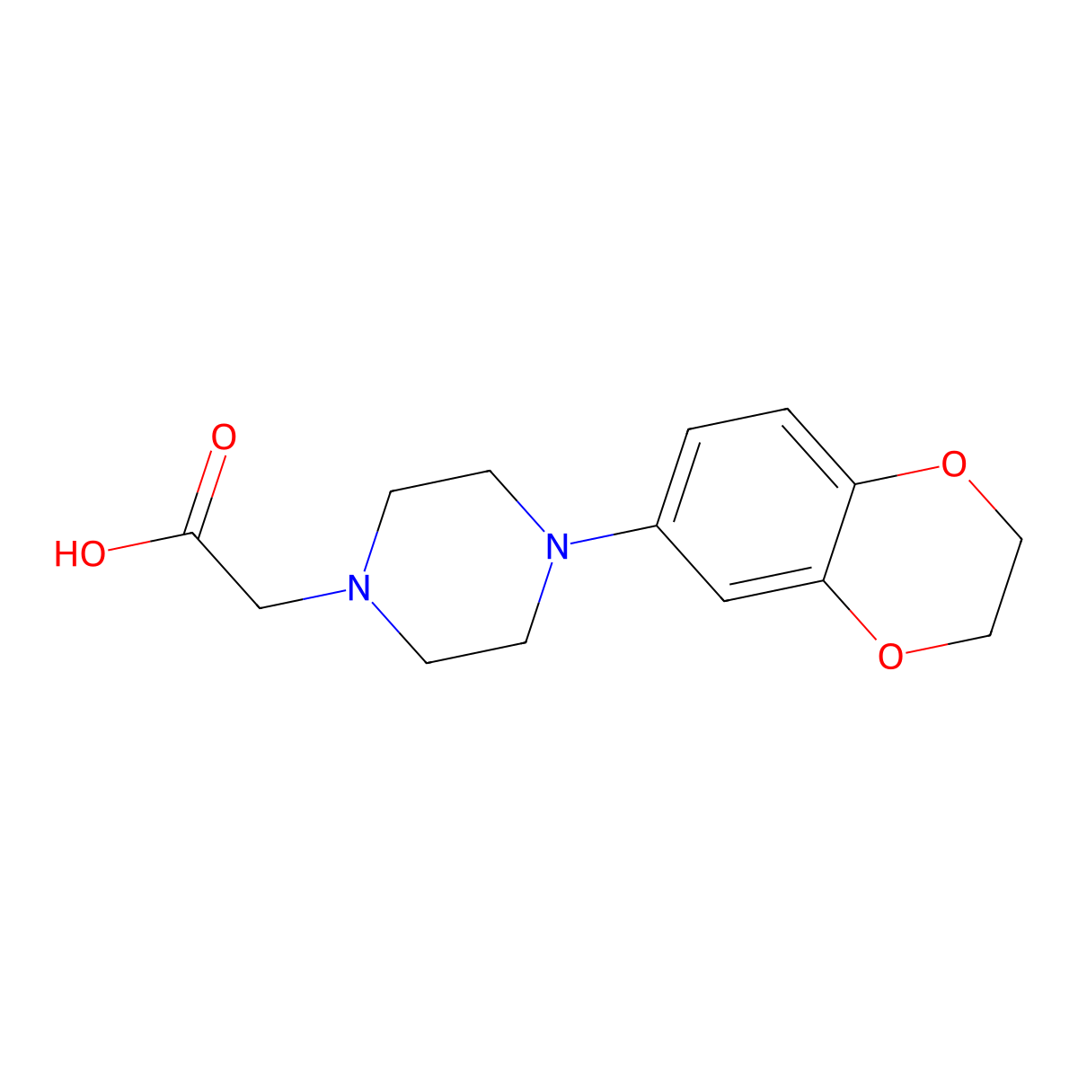 2-[4-(2,3-Dihydro-1,4-benzodioxin-6-yl)piperazin-1-yl]acetic acid molecular structure, CAS 722491-48-7
