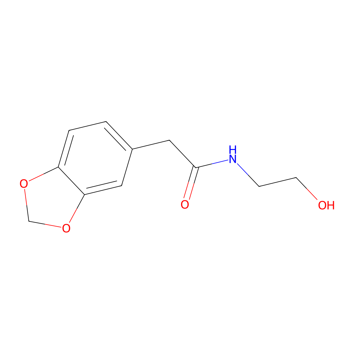 2-(1,3-dioxaindan-5-yl)-N-(2-hydroxyethyl)acetamide molecular structure, CAS 722493-83-6