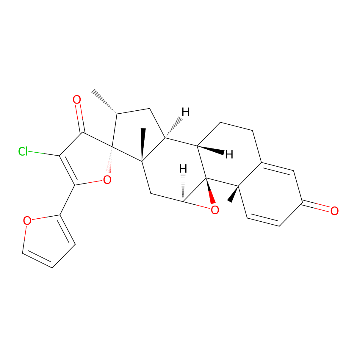 (4aS,4bS,5aS,6aS,7R,8R,9aS,9bS)-4'-chloro-5'-(furan-2-yl)-4a,6a,8-trimethyl-5a,6,6a,8,9,9a,9b,10-octahydro-3'H,11H-spiro[cyclopenta[1,2]phenanthro[4,4a-b]oxirene-7,2'-furan]-2,3'(4aH)-dione molecular structure, CAS 722495-06-9