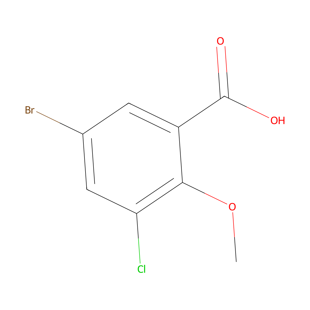 5-Bromo-3-chloro-2-methoxybenzoic acid molecular structure, CAS 722497-30-5