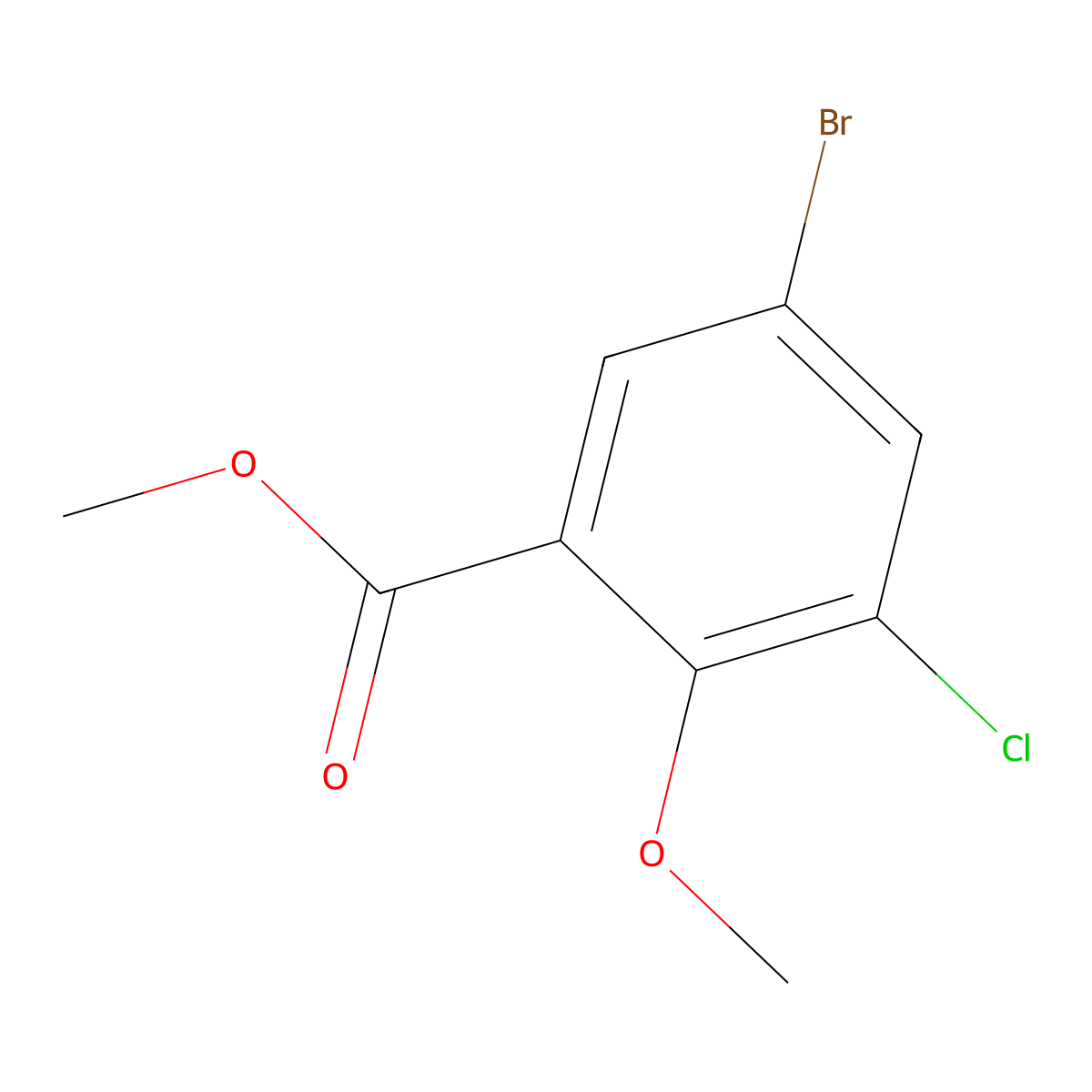 Methyl 5-bromo-3-chloro-2-methoxybenzoate molecular structure, CAS 722497-31-6
