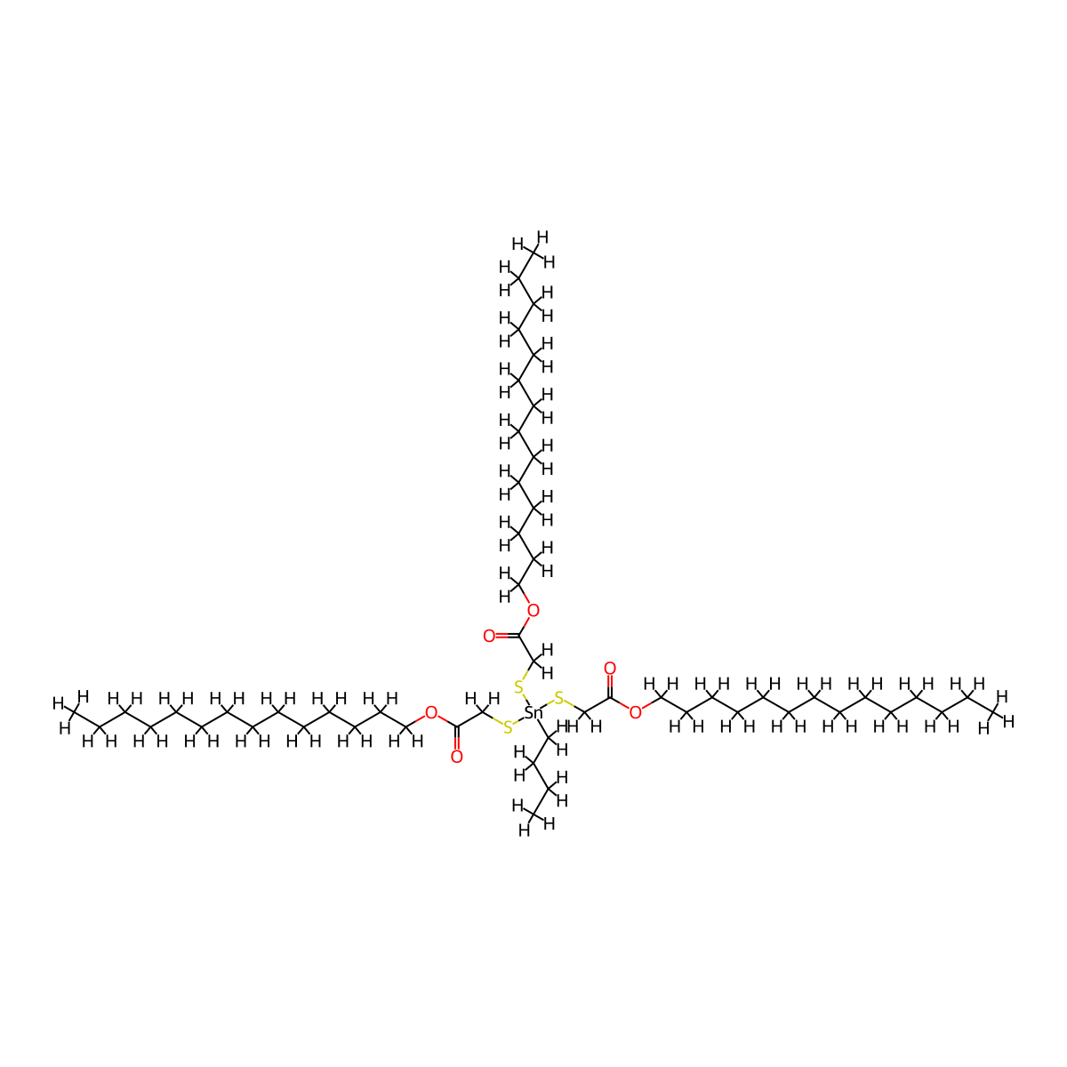 8-Oxa-3,5-dithia-4-stannadocosanoic acid, 4-butyl-7-oxo-4-((2-oxo-2-(tetradecyloxy)ethyl)thio)-, tetradecyl ester molecular structure, CAS 72259-65-5