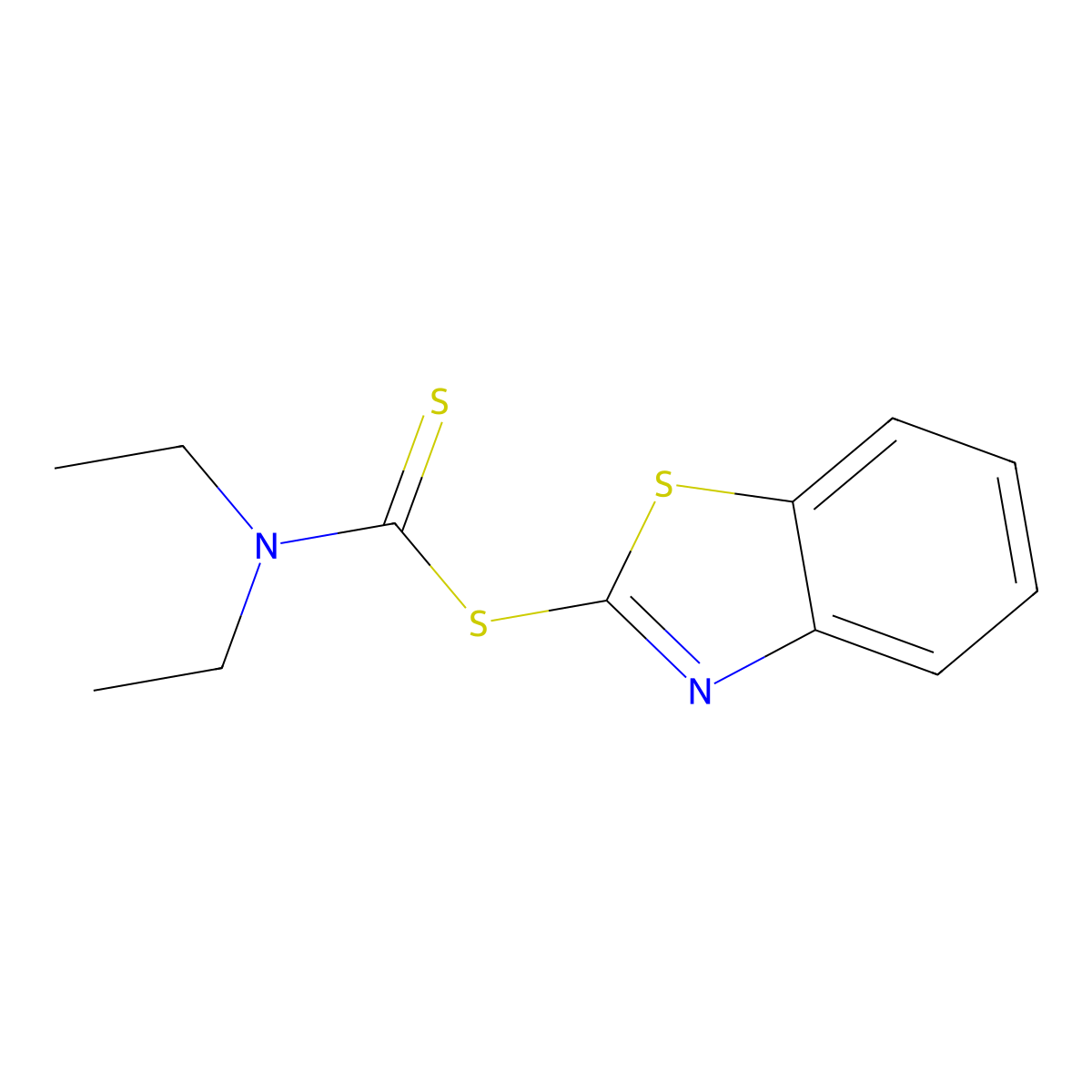 2-Benzothiazolyl diethyldithiocarbamate molecular structure, CAS 72264-81-4