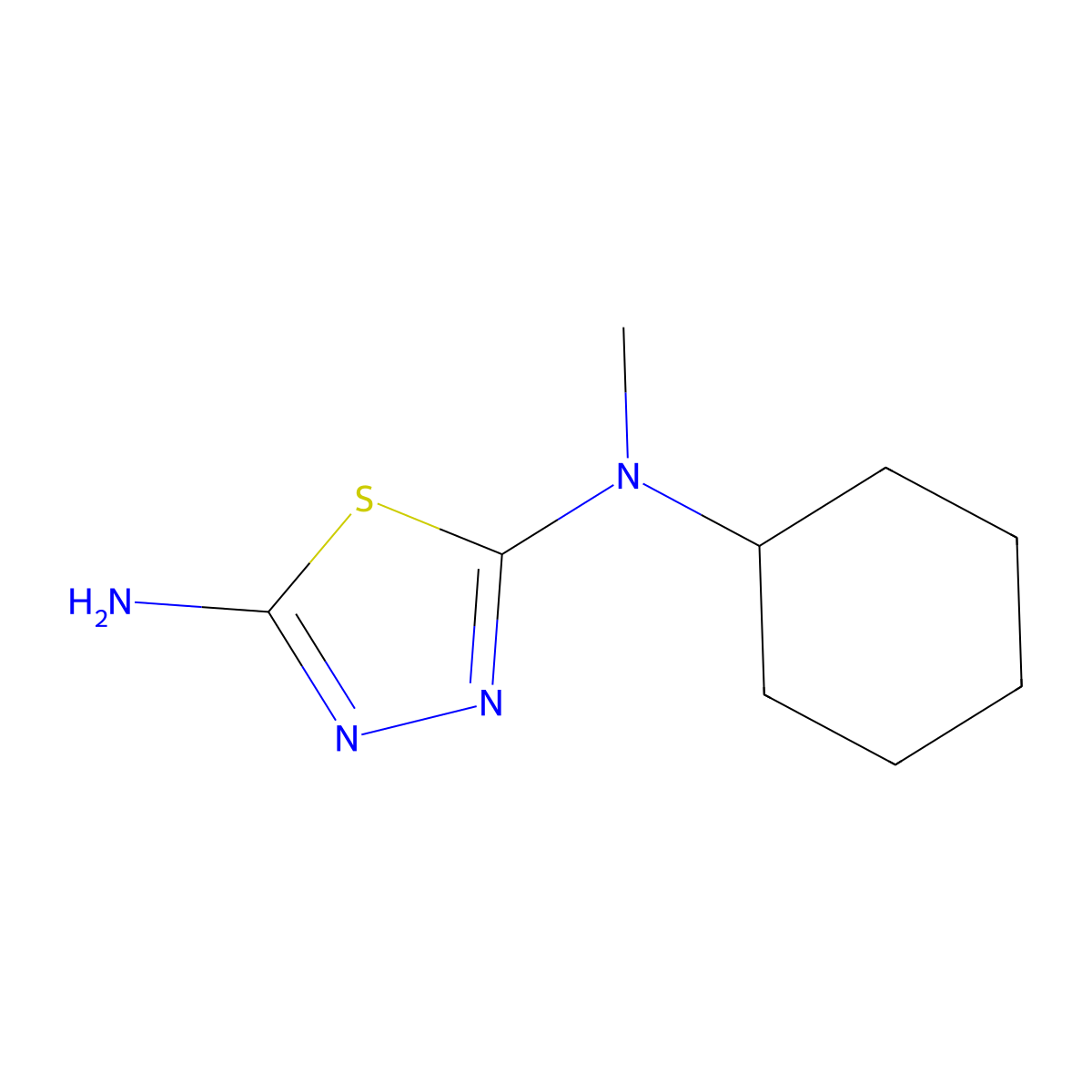 N2-cyclohexyl-N2-methyl-1,3,4-thiadiazole-2,5-diamine molecular structure, CAS 72269-94-4