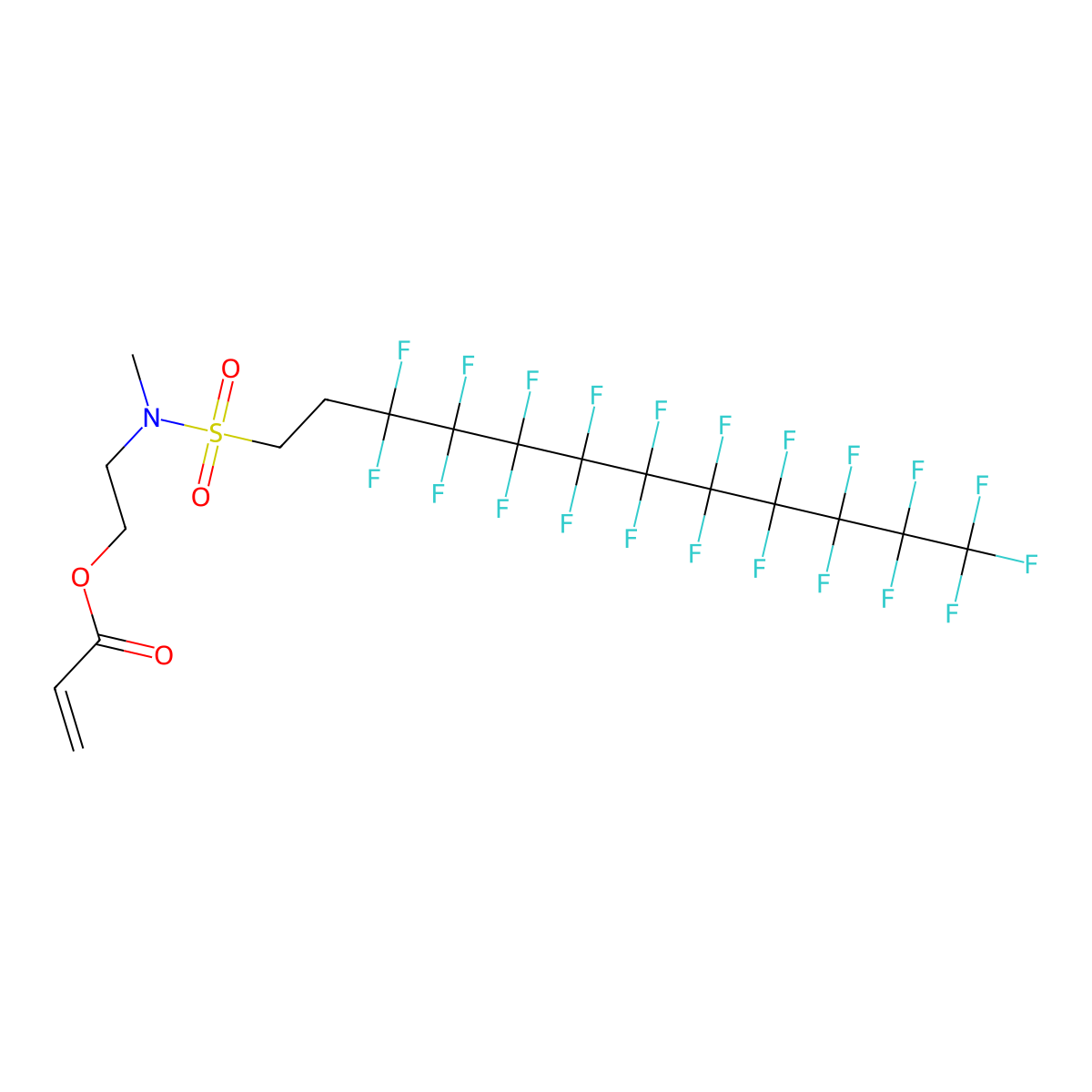 2-Propenoic acid, 2-[[(3,3,4,4,5,5,6,6,7,7,8,8,9,9,10,10,11,11,12,12,12-heneicosafluorododecyl)sulfonyl]methylamino]ethyl ester molecular structure, CAS 72276-05-2