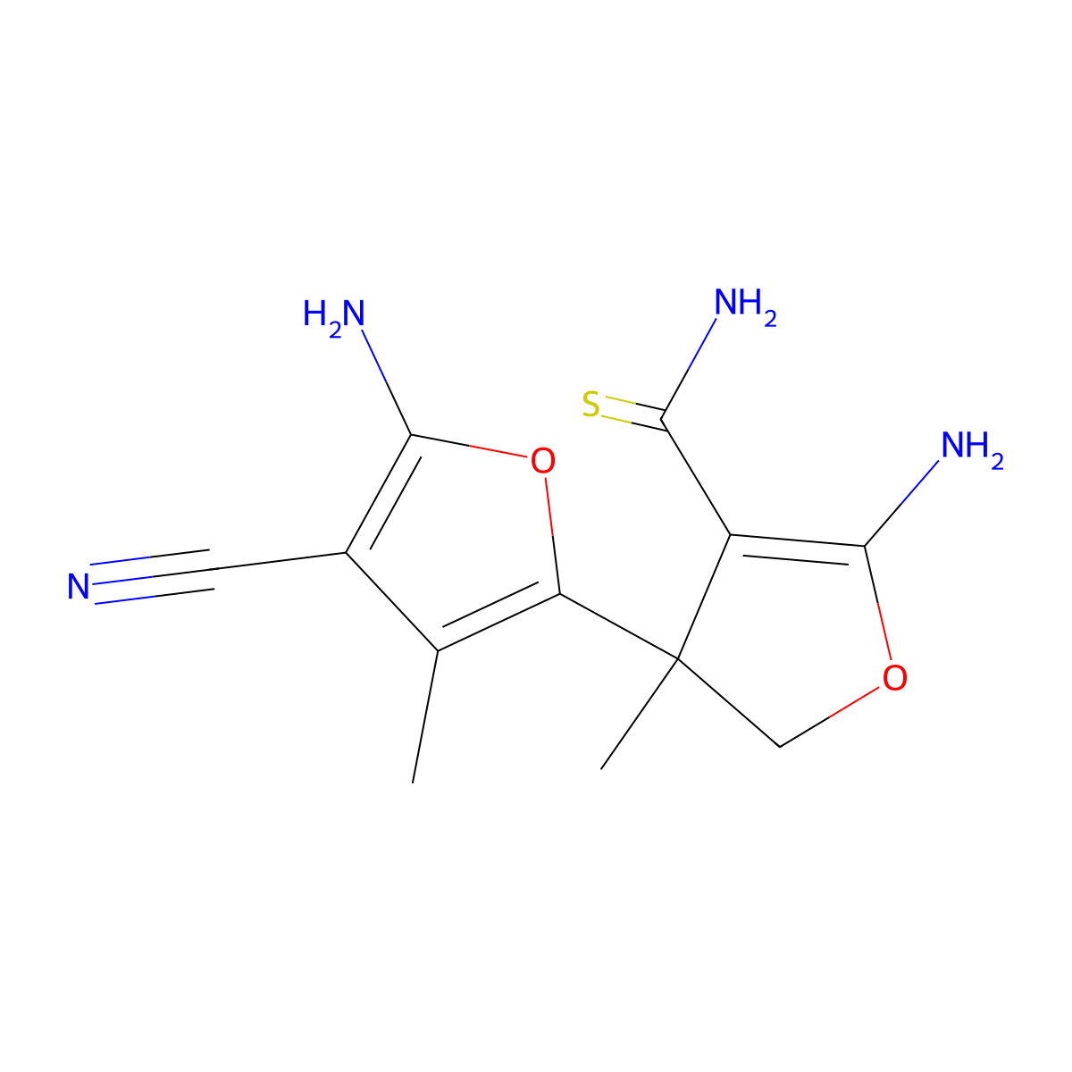 5-amino-3-(5-amino-4-cyano-3-methylfuran-2-yl)-3-methyl-2H-furan-4-carbothioamide molecular structure, CAS 7228-52-6