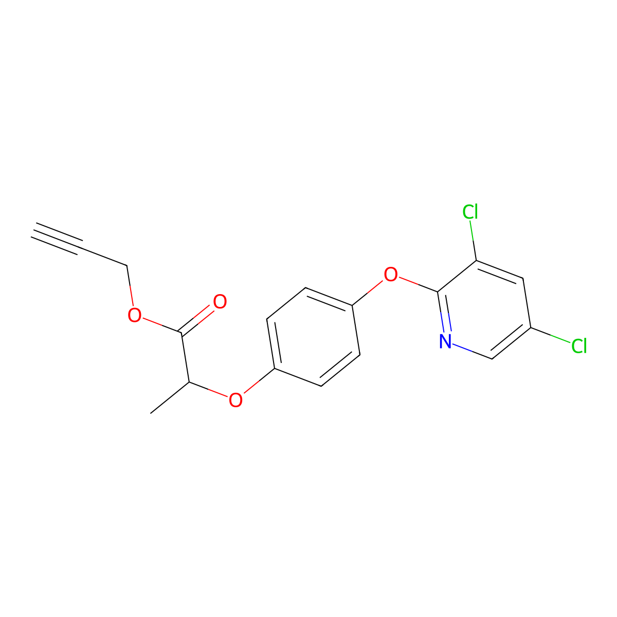 Prop-2-ynyl 2-[4-[(3,5-dichloro-2-pyridyl)oxy]phenoxy]propionate molecular structure, CAS 72280-52-5