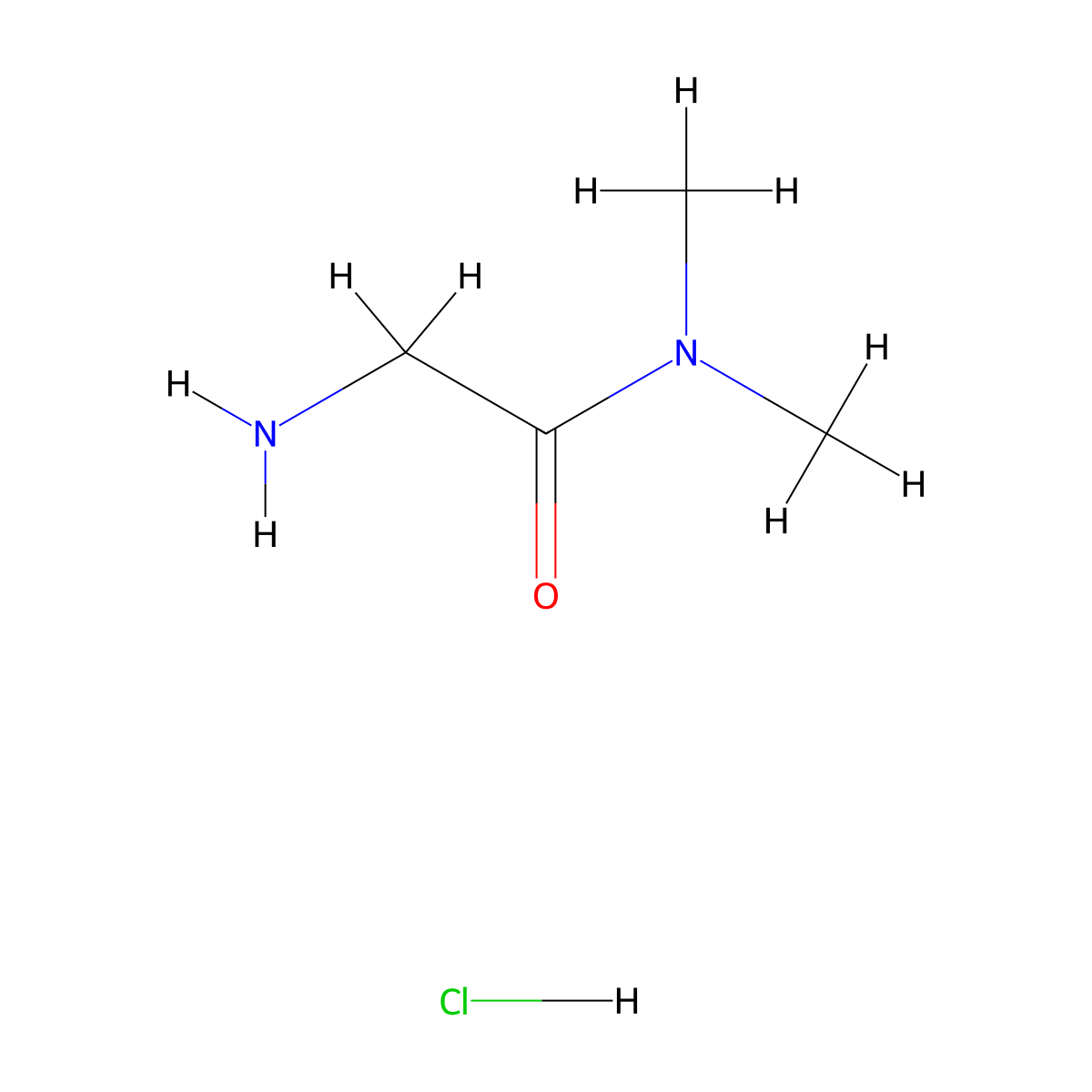 2-amino-N,N-dimethylacetamide hydrochloride molecular structure, CAS 72287-77-5