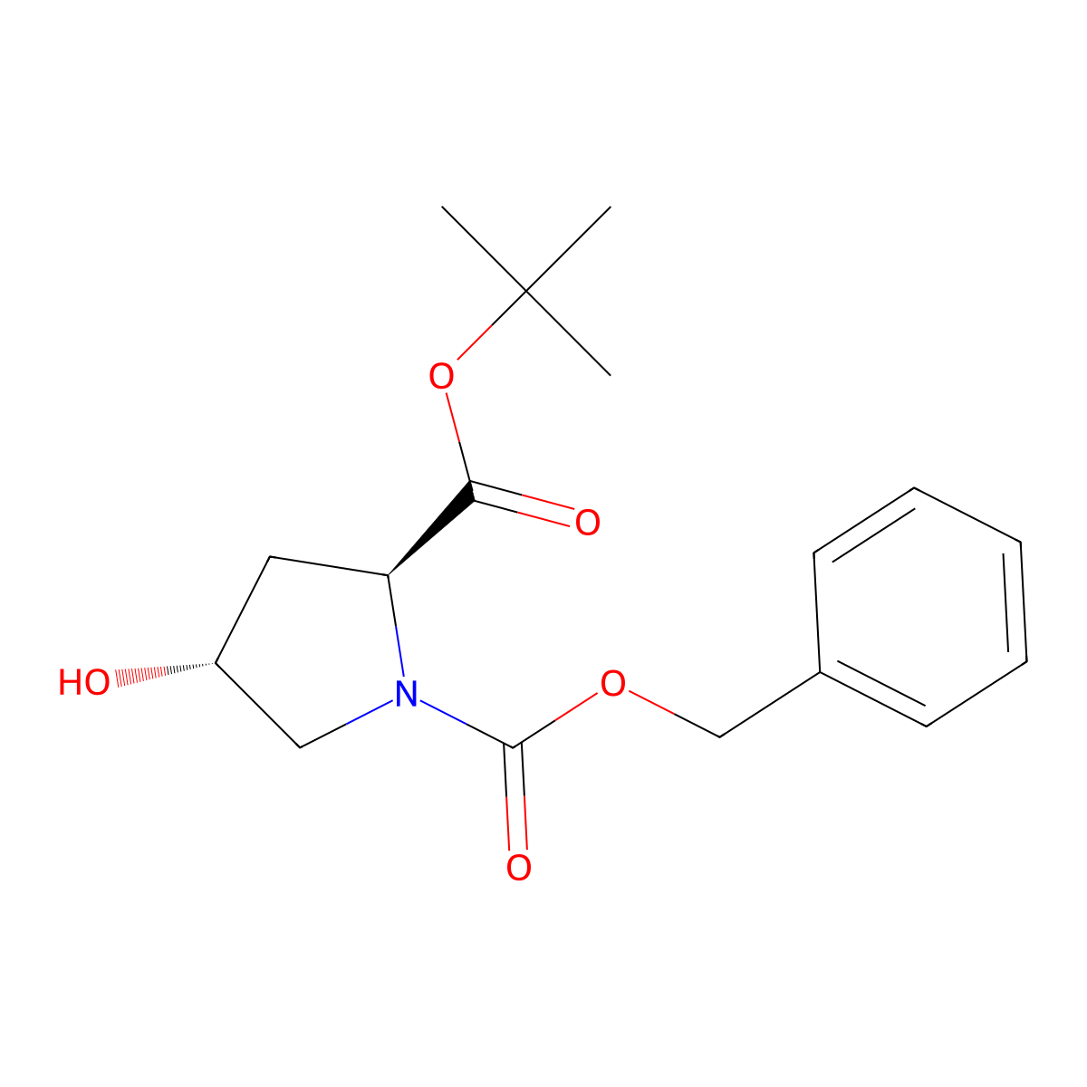 1-Benzyl 2-(tert-butyl) (2S,4R)-4-hydroxypyrrolidine-1,2-dicarboxylate molecular structure, CAS 72289-52-2