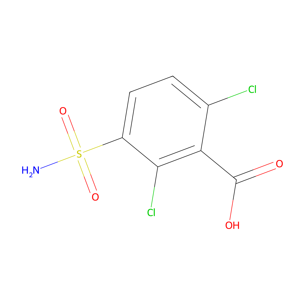 2,6-Dichloro-3-sulfamoylbenzoic acid molecular structure, CAS 72290-28-9
