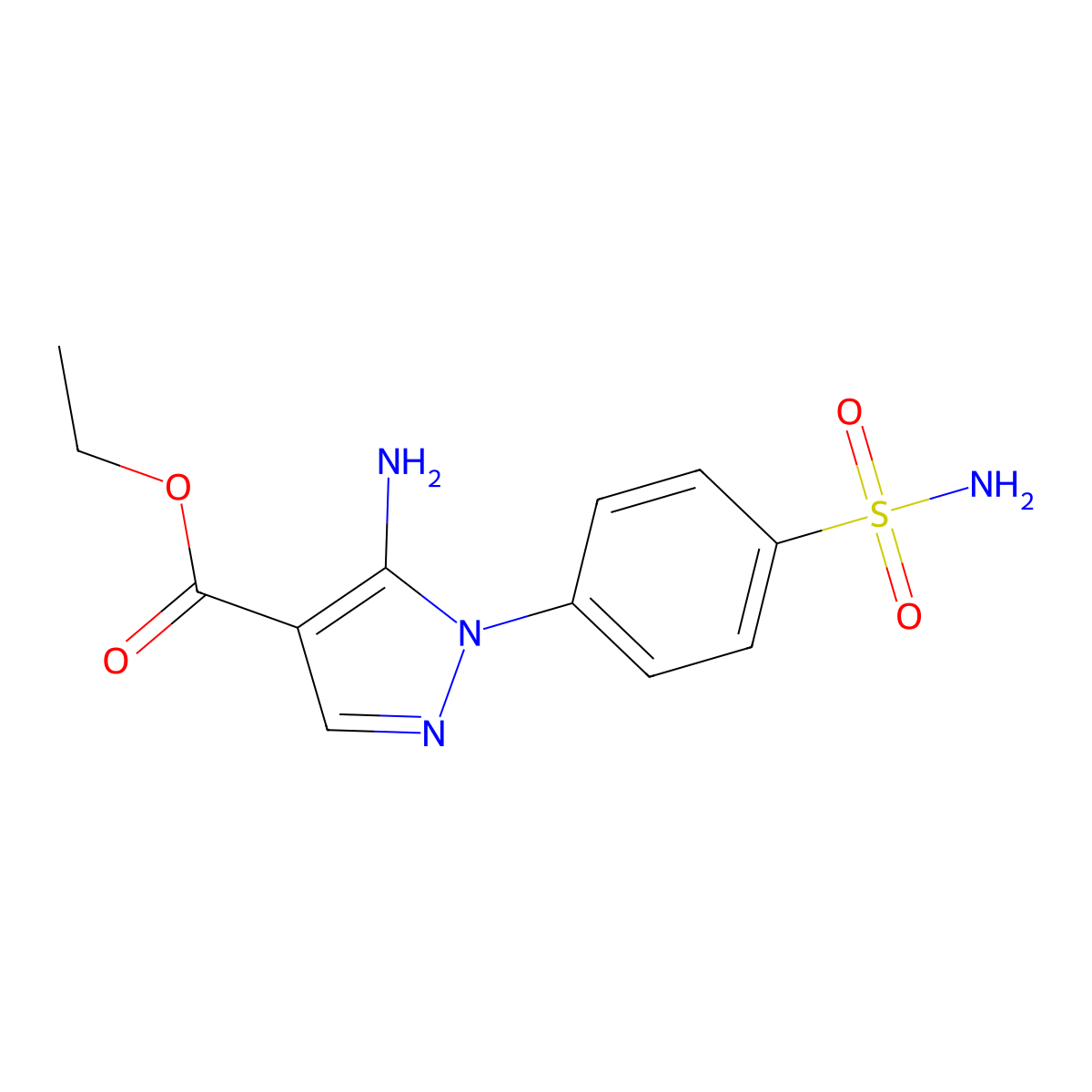 Ethyl 5-amino-1-(4-sulfamoylphenyl)-1H-pyrazole-4-carboxylate molecular structure, CAS 72292-62-7