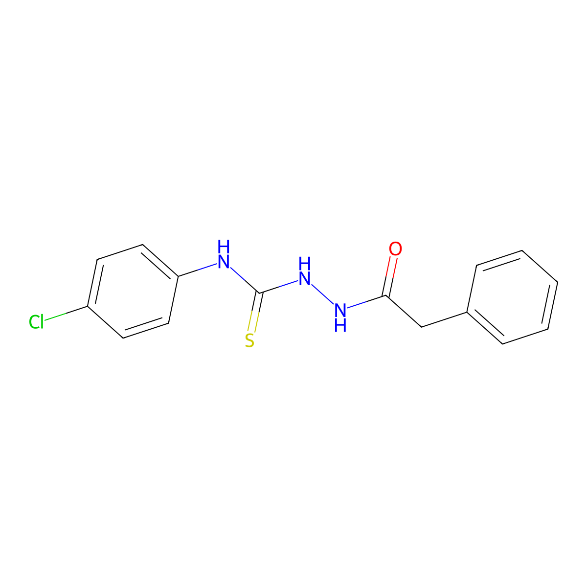 N-(((4-chlorophenyl)carbamothioyl)amino)-2-phenylacetamide molecular structure, CAS 72293-65-3