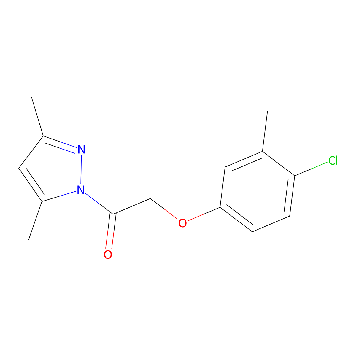2-(4-Chloro-3-methylphenoxy)-1-(3,5-dimethylpyrazol-1-yl)ethanone molecular structure, CAS 72293-66-4