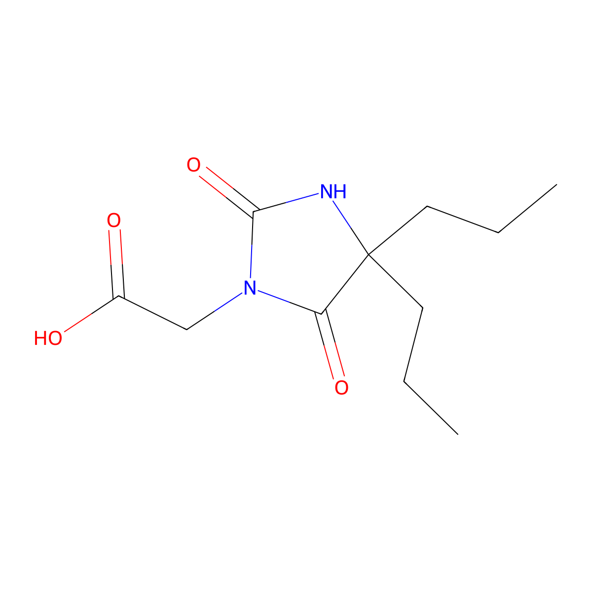(2,5-Dioxo-4,4-dipropylimidazolidin-1-yl)acetic acid molecular structure, CAS 723-09-1