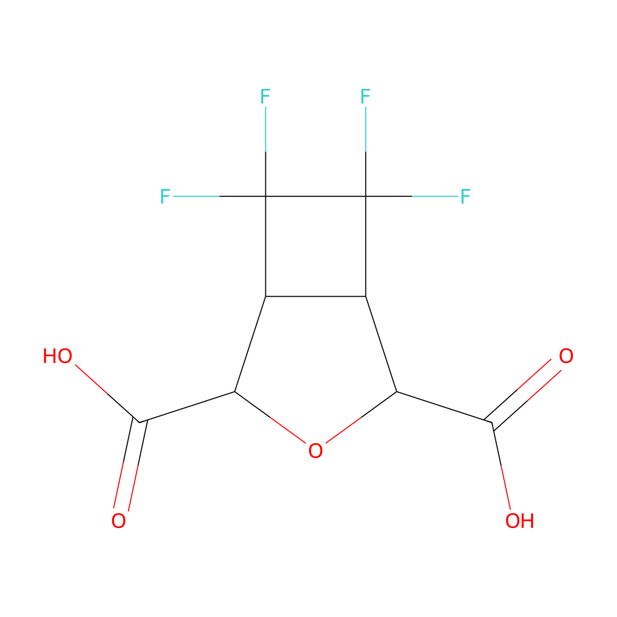 6,6,7,7-Tetrafluoro-3-oxabicyclo[3.2.0]heptane-2,4-dicarboxylic acid molecular structure, CAS 723-64-8