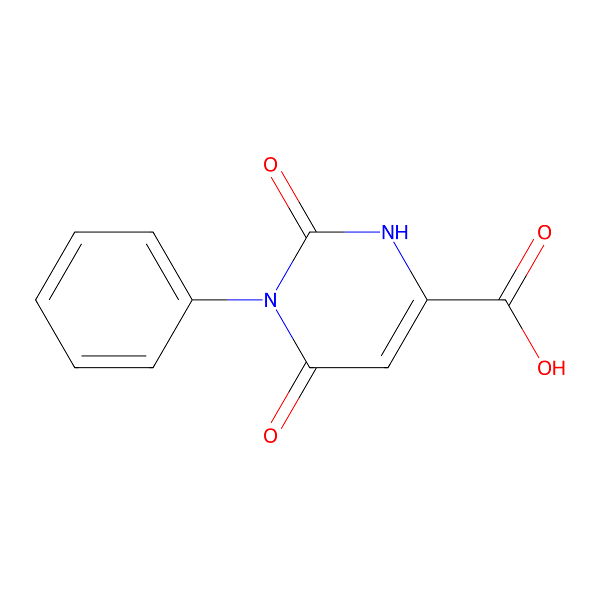2,6-Dioxo-1-phenyl-1,2,3,6-tetrahydropyrimidine-4-carboxylic acid molecular structure, CAS 723-76-2