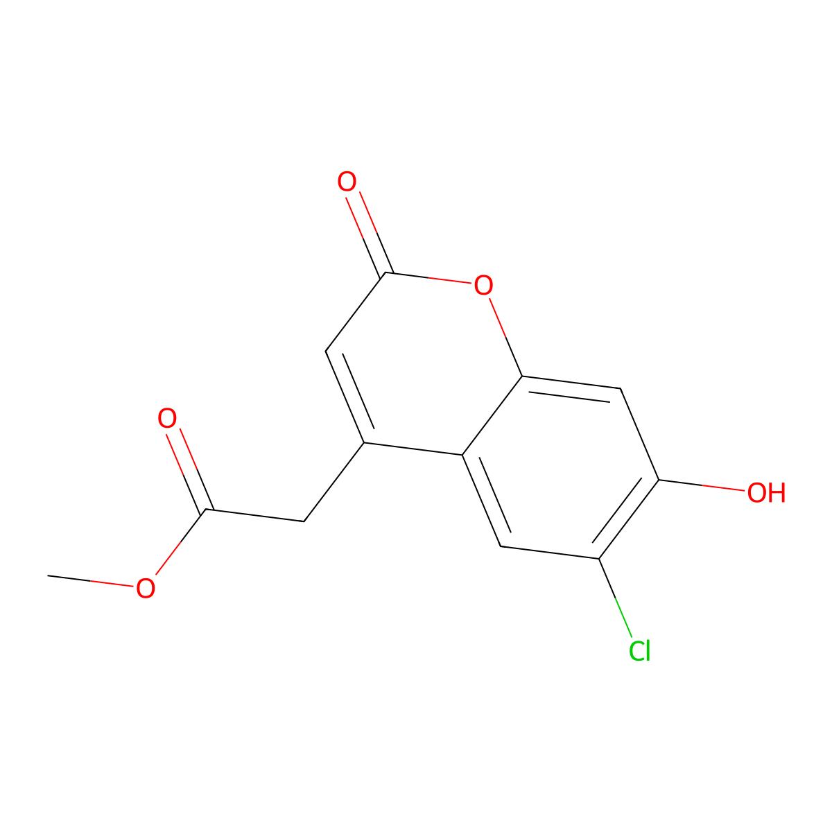 methyl (6-chloro-7-hydroxy-2-oxo-2H-chromen-4-yl)acetate molecular structure, CAS 72304-22-4