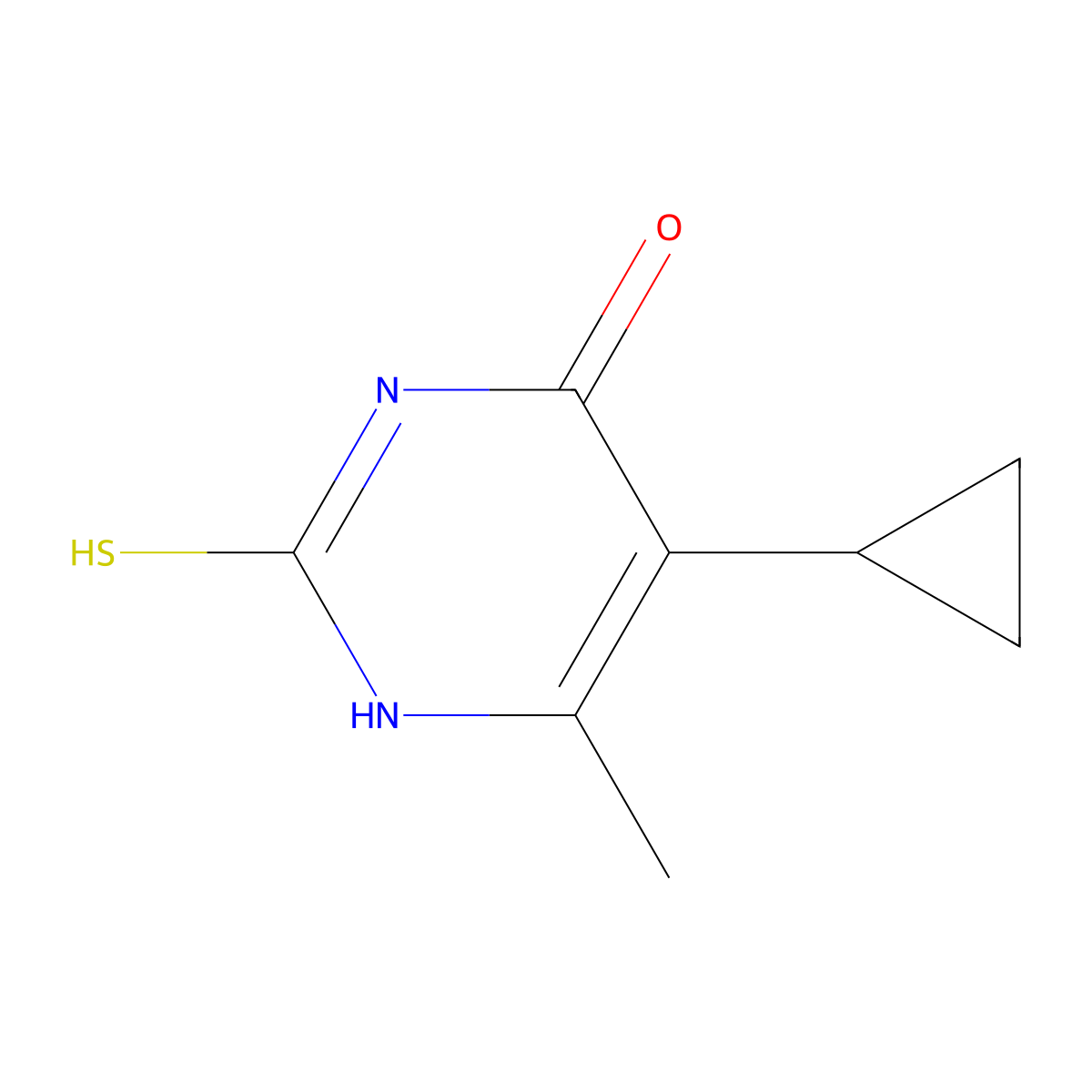 5-Cyclopropyl-6-methyl-2-sulfanyl-1,4-dihydropyrimidin-4-one molecular structure, CAS 72306-25-3