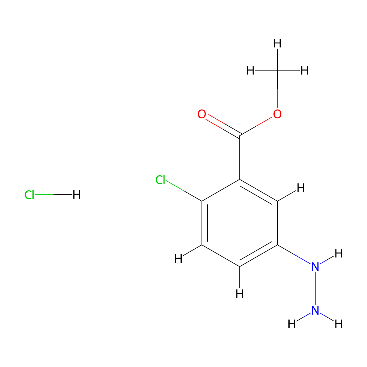 Methyl 2-chloro-5-hydrazinobenzoate hydrochloride molecular structure, CAS 723242-88-4
